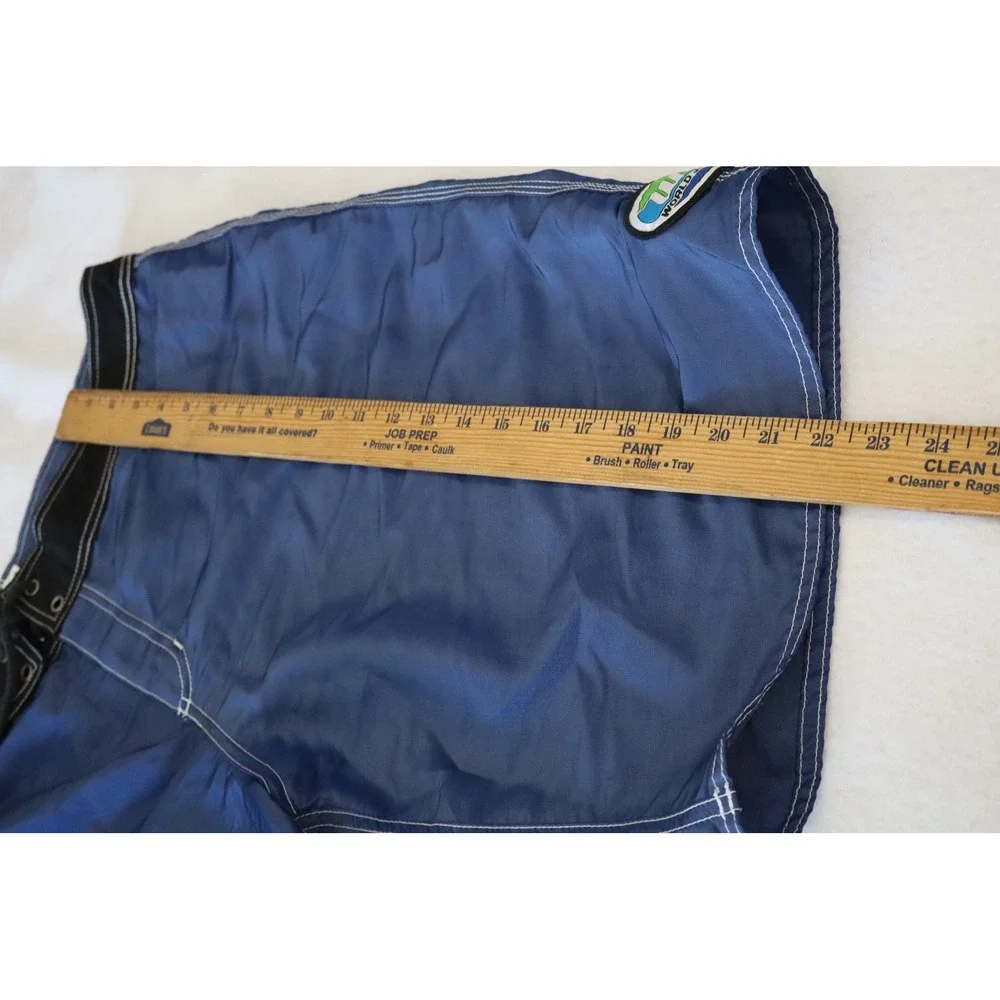 World Jungle‎ Board Vintage Shorts Mens 38 Blue Surf Swim Trunks Made in USA 90s
